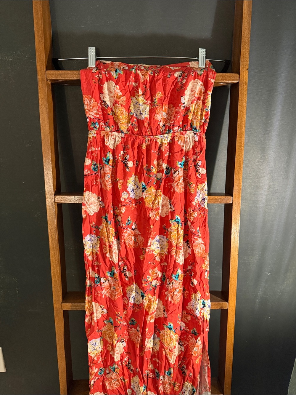 O’Neil Strapless Floral Maxi Dress - Red